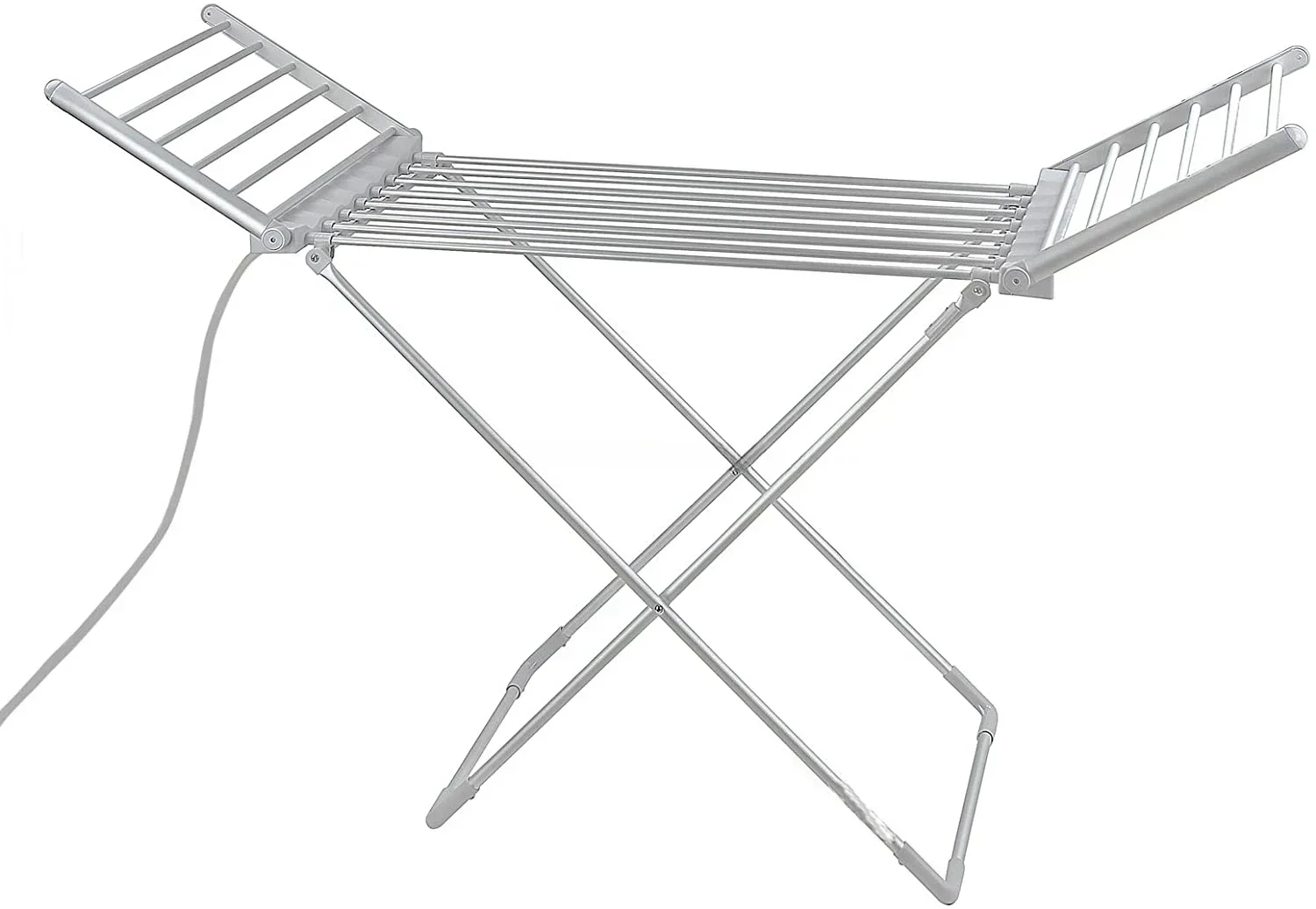 Electric Heated Clothes Dryer Folding Energy-Efficient Indoor Airer Wet Laundry Drying Horse Rack, White