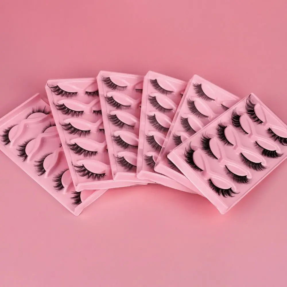 

5Pairs Soft 3D Individual False Eyelashes Faux Mink Europe and America Eye Fake Lashes Wispy Manga Clusters False Lashes Women