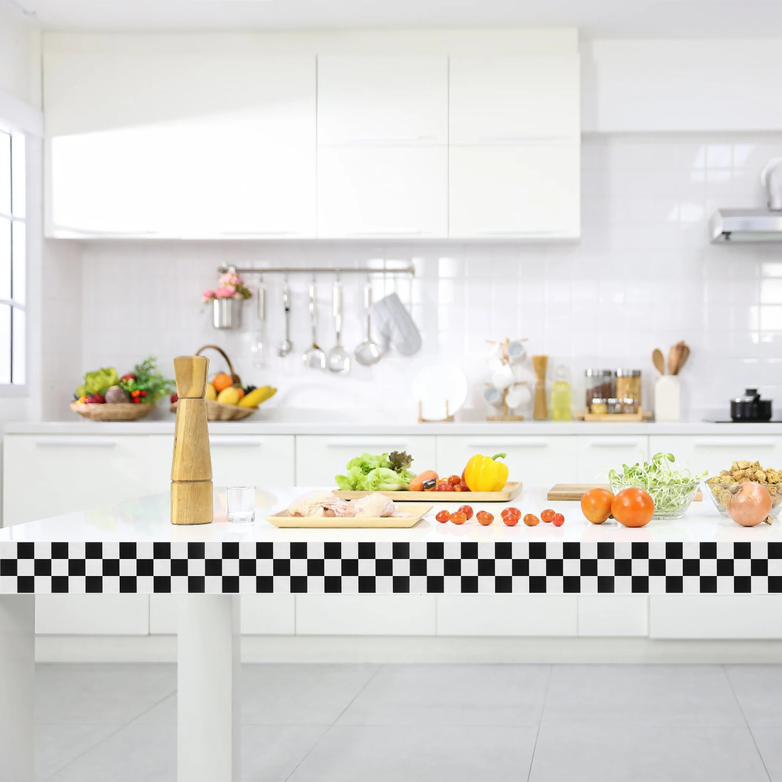 Bulletin Border Sticker 1/2 Roll Checkered Sticker Black Board Border Trim Wall Decal Decor Classroom Chalkboard Board Decor