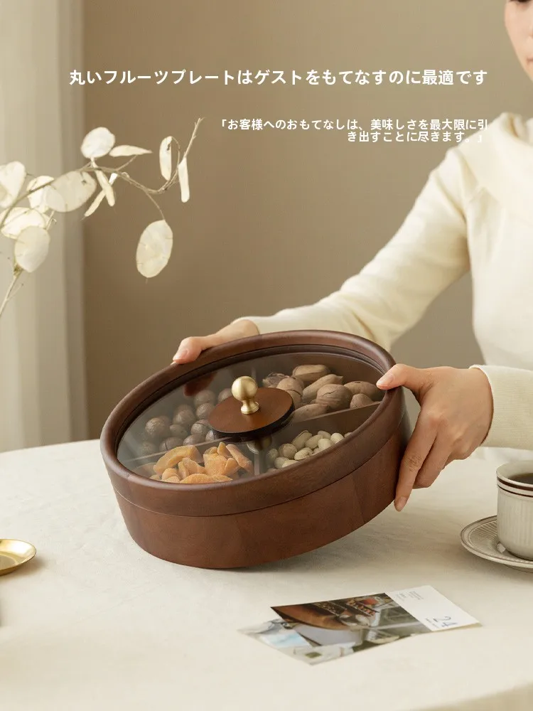 

New Chinese Sle Wood Dry Fruit Plate Four ids Living Room Home Use Tea Table Nut Sna Candy Box Moving Cele...