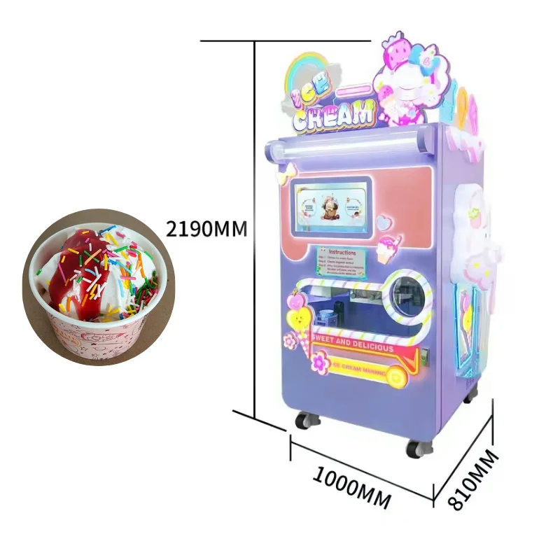 Hot Selling Business Soft Icecream Make Robot Self-Service Commercial Fully Automatic Ice Cream Machine Vending Machine