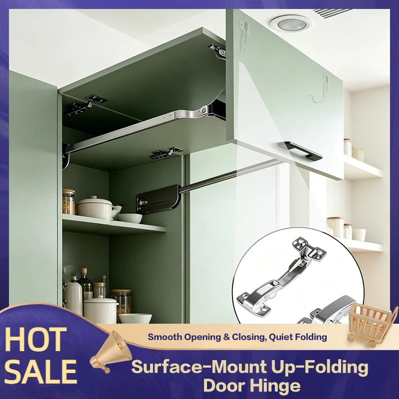 Surface Mounted Lift Up Folding Aircraft Hinge For Aluminum Frame Wood Door No Groove Thickened Zinc Alloy Overhead Cabinet 271