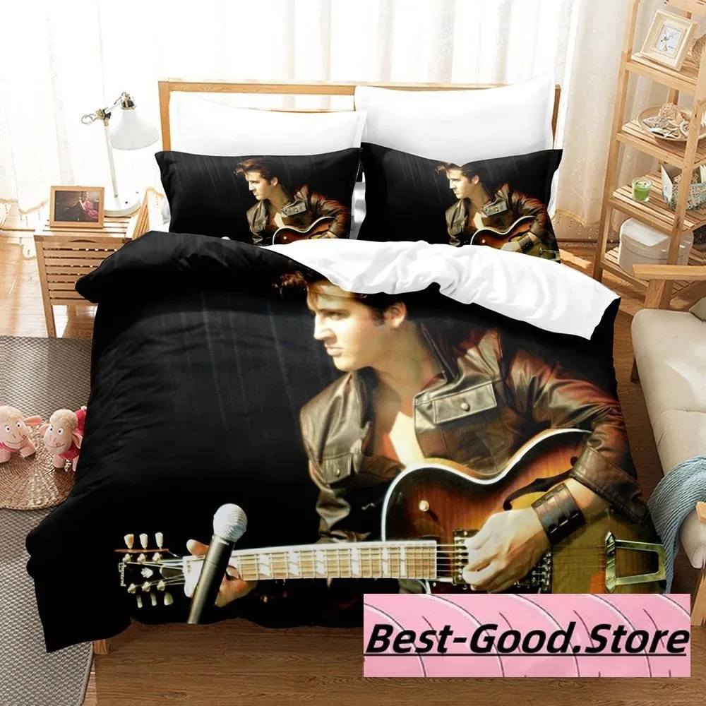 

3D Print Retro Singer E-Elvis Presley Bedding Set Boys Girls Twin Queen King Size Duvet Cover Pillowcase Bed boys Adult Bedroom