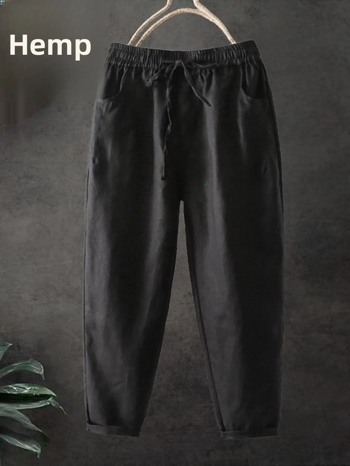 الراقية القطن الكتان فضفاض سراويل نسائية 2025 صيف جديد Sle عادية تسع قطع صغيرة القدم سراويل هارلان الكورية Sle #3