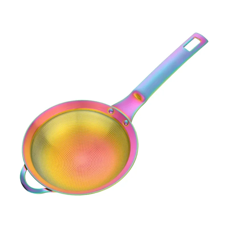 

Stainless Steel Screen Mesh Strainer With Handle Gold Flour Sieve Cooking Oil Colander Kitchen Accessories