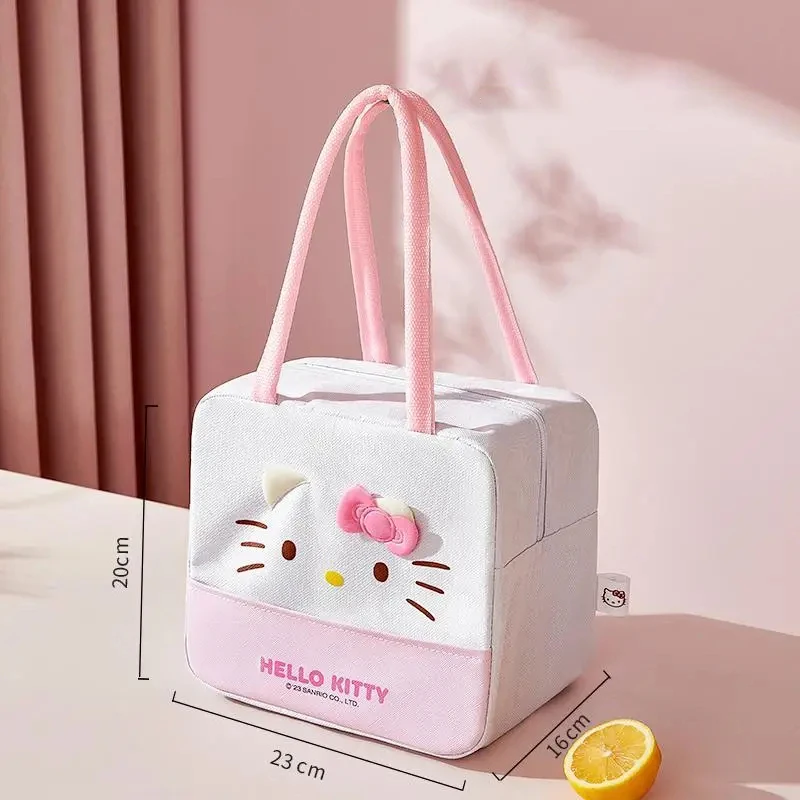 Kawaii Hello Kitty Sanrio Bento Bag Anime My Melody Lunch Box Insulation Bag High-Capacity Portable  Aluminum Foil Thickened