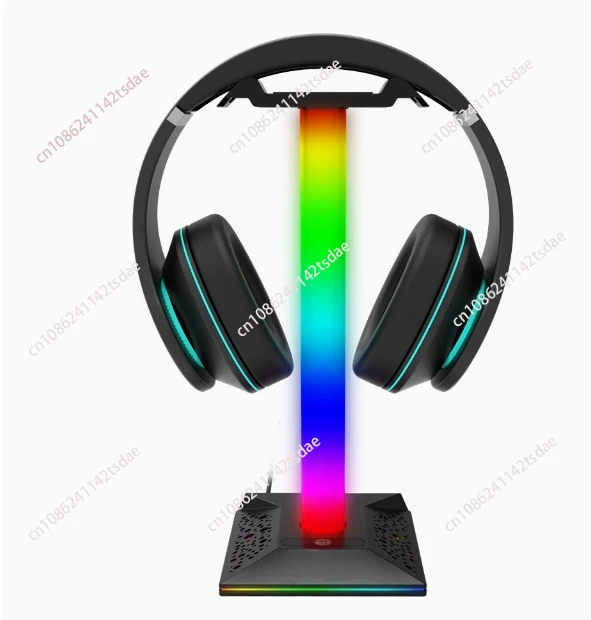 RGB Gaming Headphone Stand Dual USB Port 3.5mm Audio Port 10 Lighting Effects Desktop Gaming Headset Holder Hanger for Gamer PC