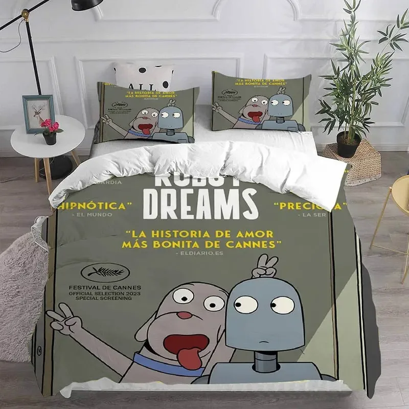 Cartoon Robot Dreams Bedding Sets Comforter Quilt Bed Cover Duvetcover Pillow Case Sets Kids Adult Size Home Textiles