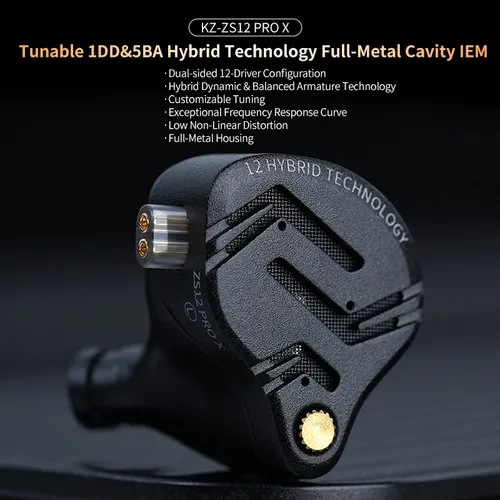 Imagen 2 del producto KZ ZS12 PRO X auriculares de Metal 1DD + 5BA híbrido HIFI Bass In Ear Monitor auriculares música deporte auriculares con cancelación de ruido recién llegados