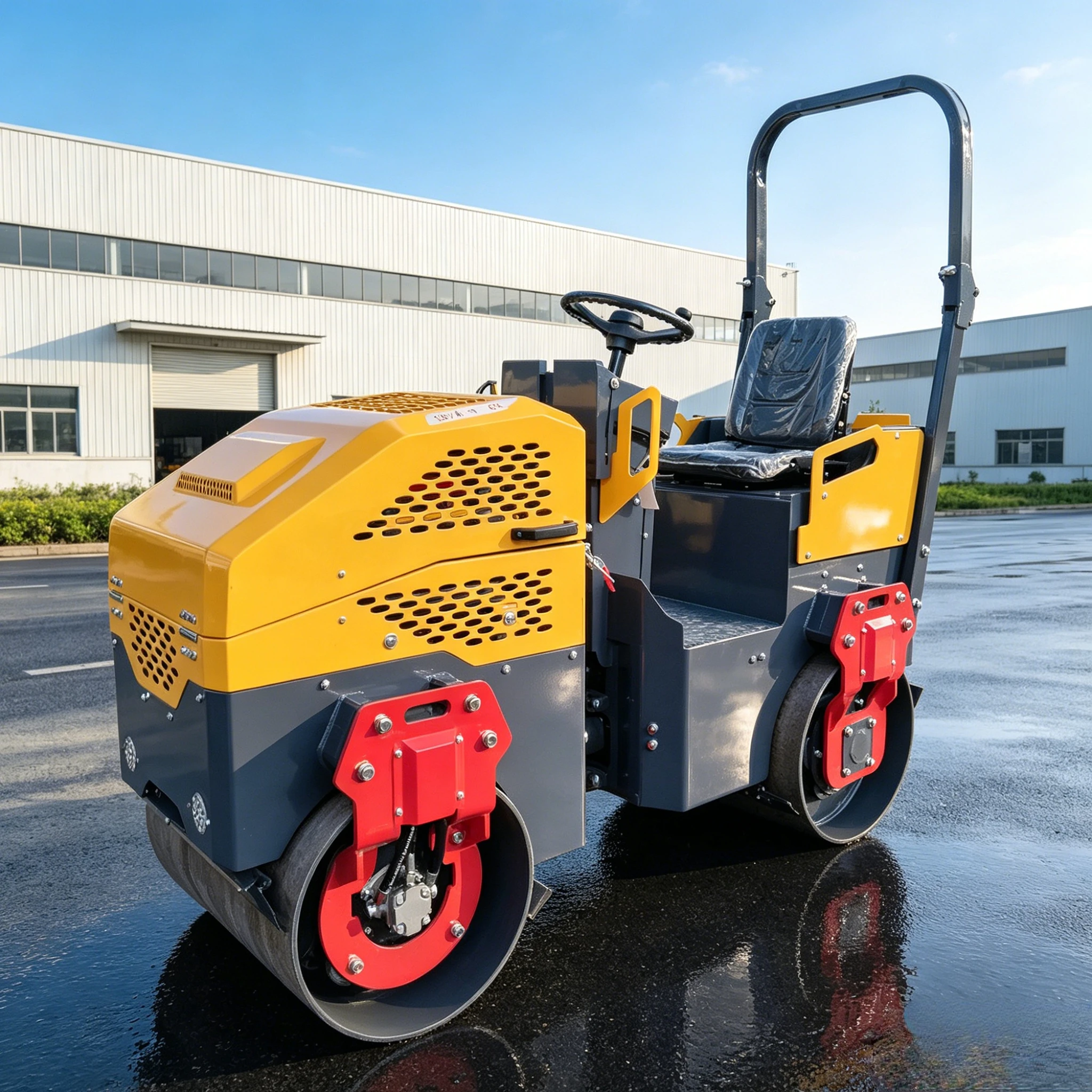 Factory Price 1.5 Ton Mini Road Roller Double Drum Vibratory Asphalt Soil Compactor Dynapac Fully Hydraulic System 75Hz 30kN view 4