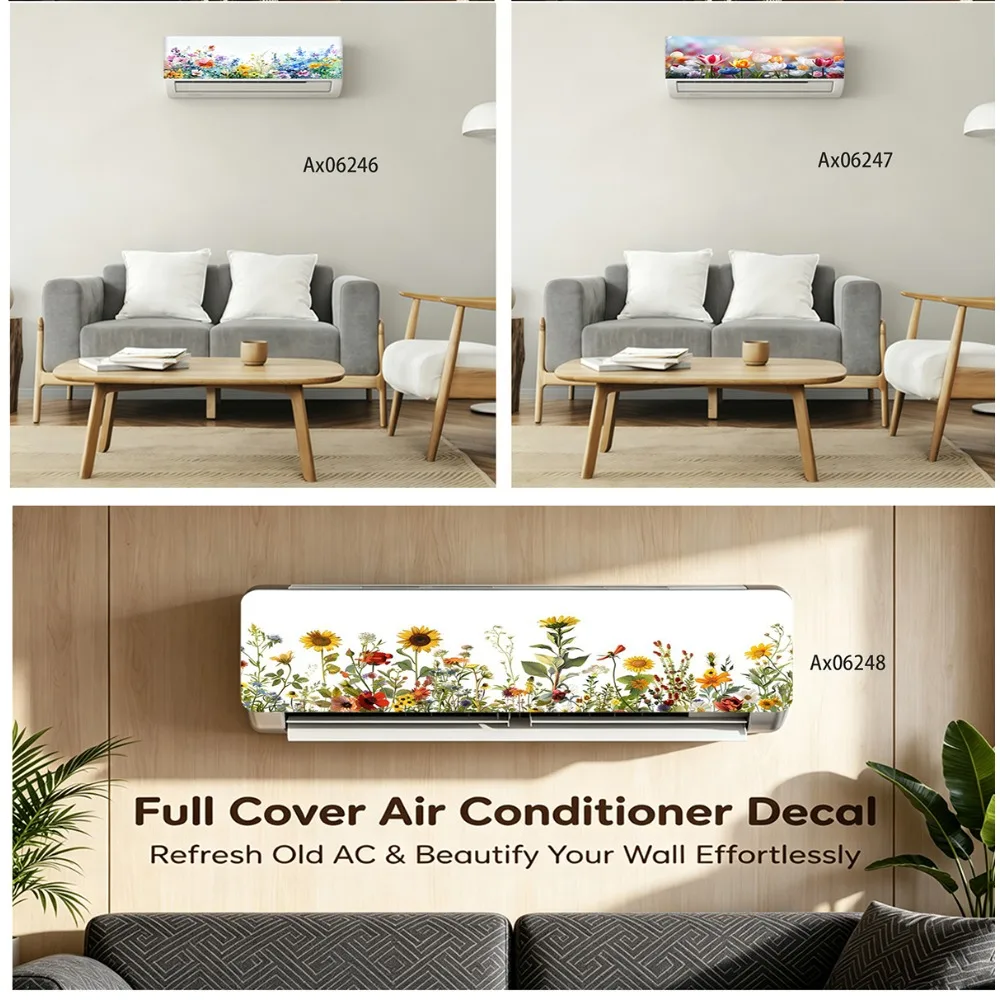 Watercolor Wildflower Sunflower Air Conditioner Sticker for Wallpaper Furniture Refurbished Decorative Wall Aesthetics Stickers