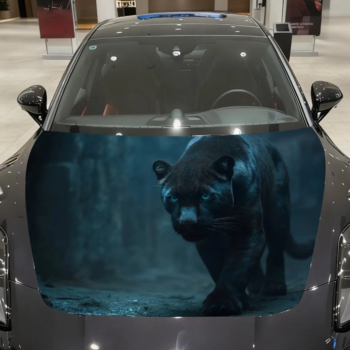 

Hunting Panther Car Hood Sticker, Roll Packaging, Fashionable Design, Suitable For Most Vehicles, Engine Hood Protective Film, V