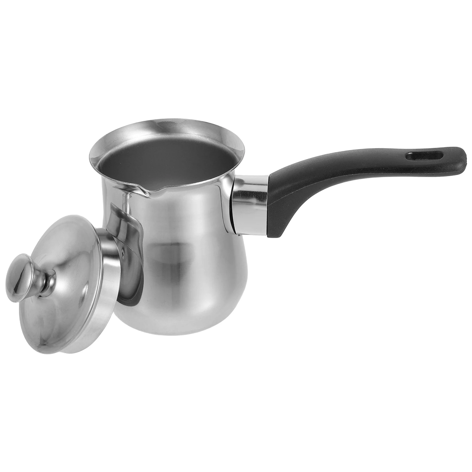 

Stainless Steel Turkish Coffee Pot 180Ml With Lid Handle For Coffee Tea Milk Frothing Stovetop Butter Melting Sauce Pan Milk Jug