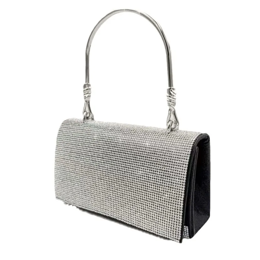 

Silver Rhinestone Diamond Tote Bag, Suitable For Weddings, Birthdays, Banquets, And Evenings. A Perfect Dinner Bag Clutch Purse