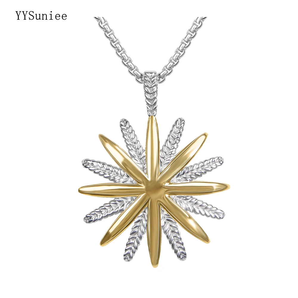 YYSuniee Sunflower Wheat  Cross 18K Gold Plated Necklace Designer Jewelry Women's Classic Fashion Trend Gift
