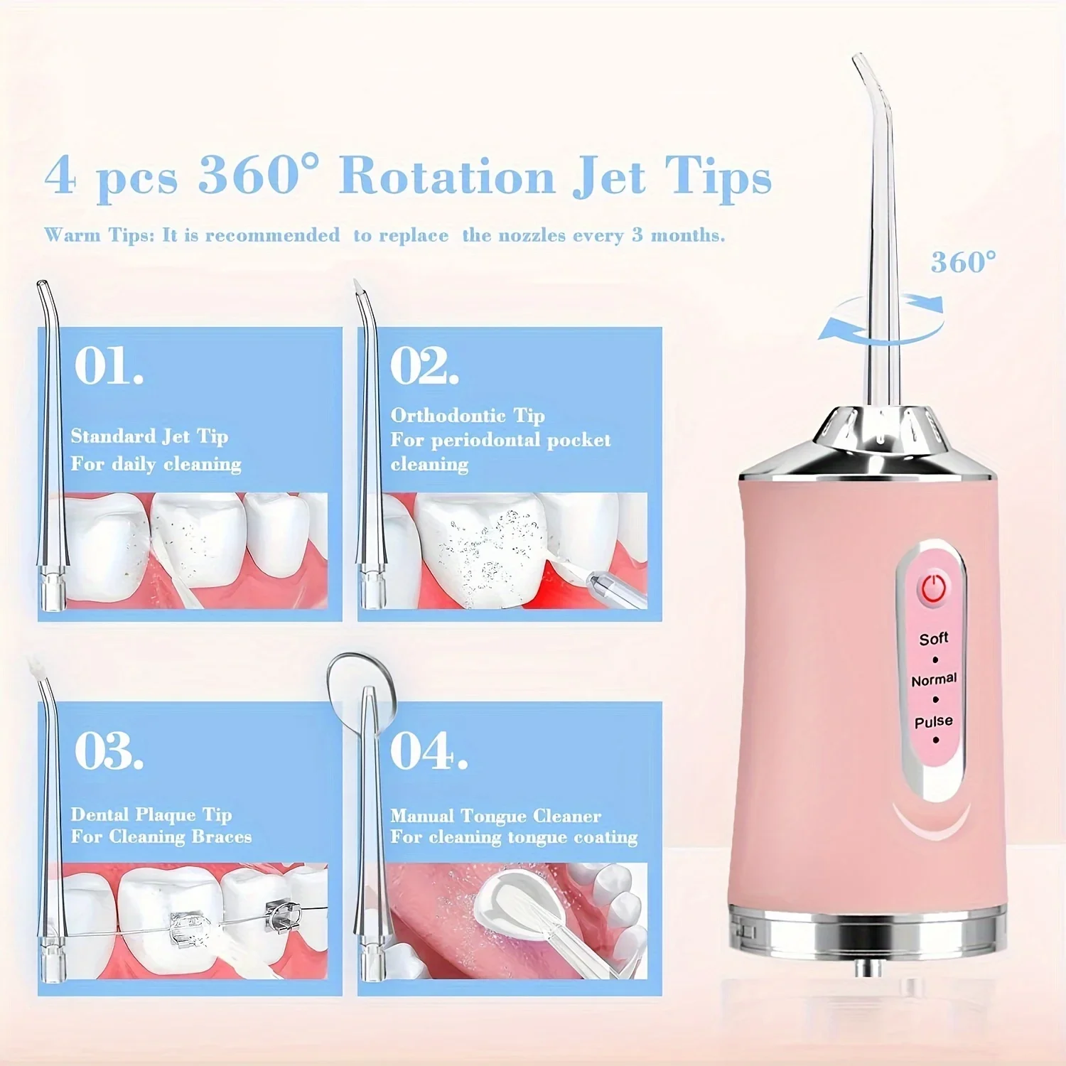 4/8/16Pack Gentle Care Water Flosser Tips - Easy-to-Attach, Durable Plastic Nozzles for a Hygienic Clean