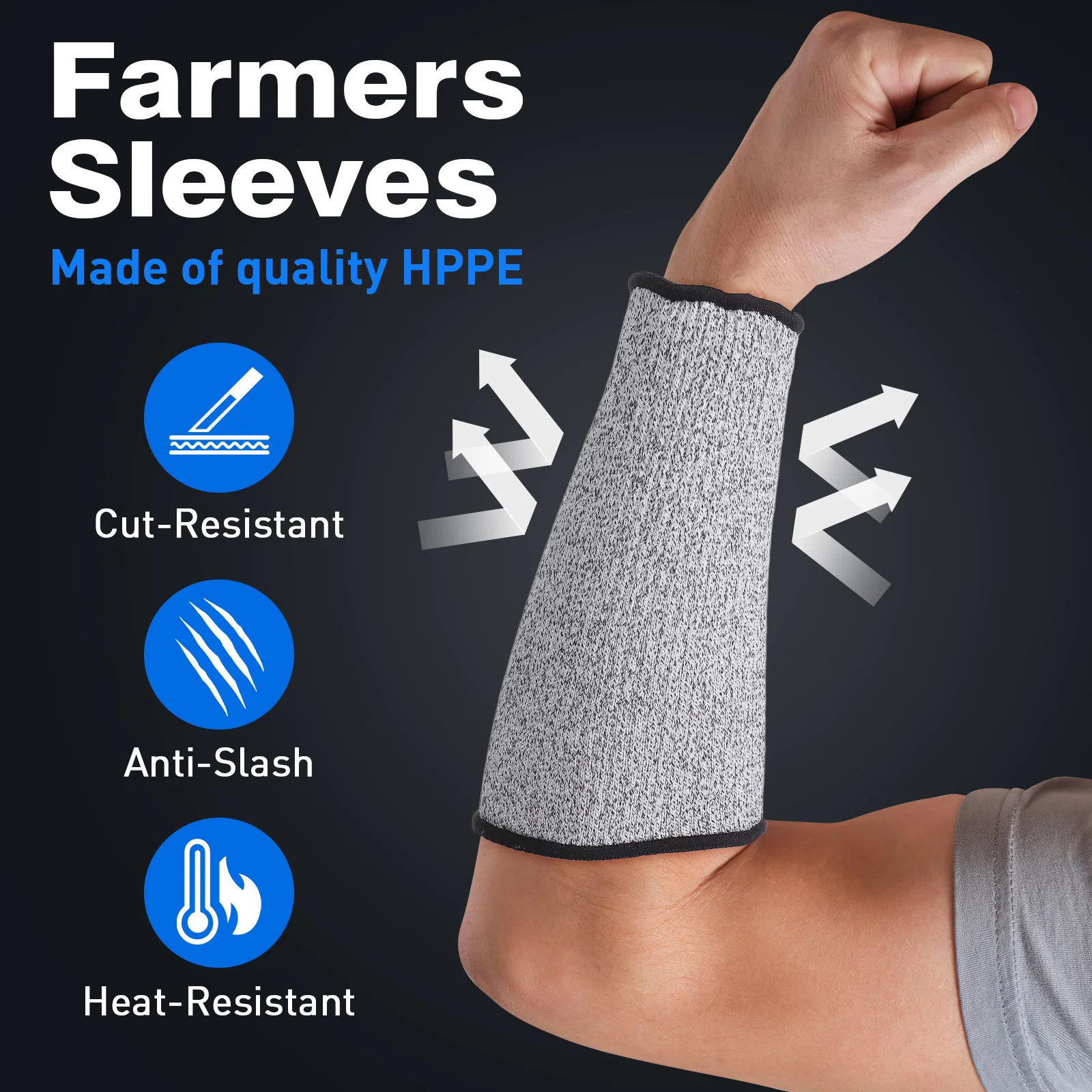 زوجان من أغطية الساعد المقاومة للقطع وأكمام حماية للذراع قابلة للتمدد وأكمام عمل آمنة لتحريك البستنة