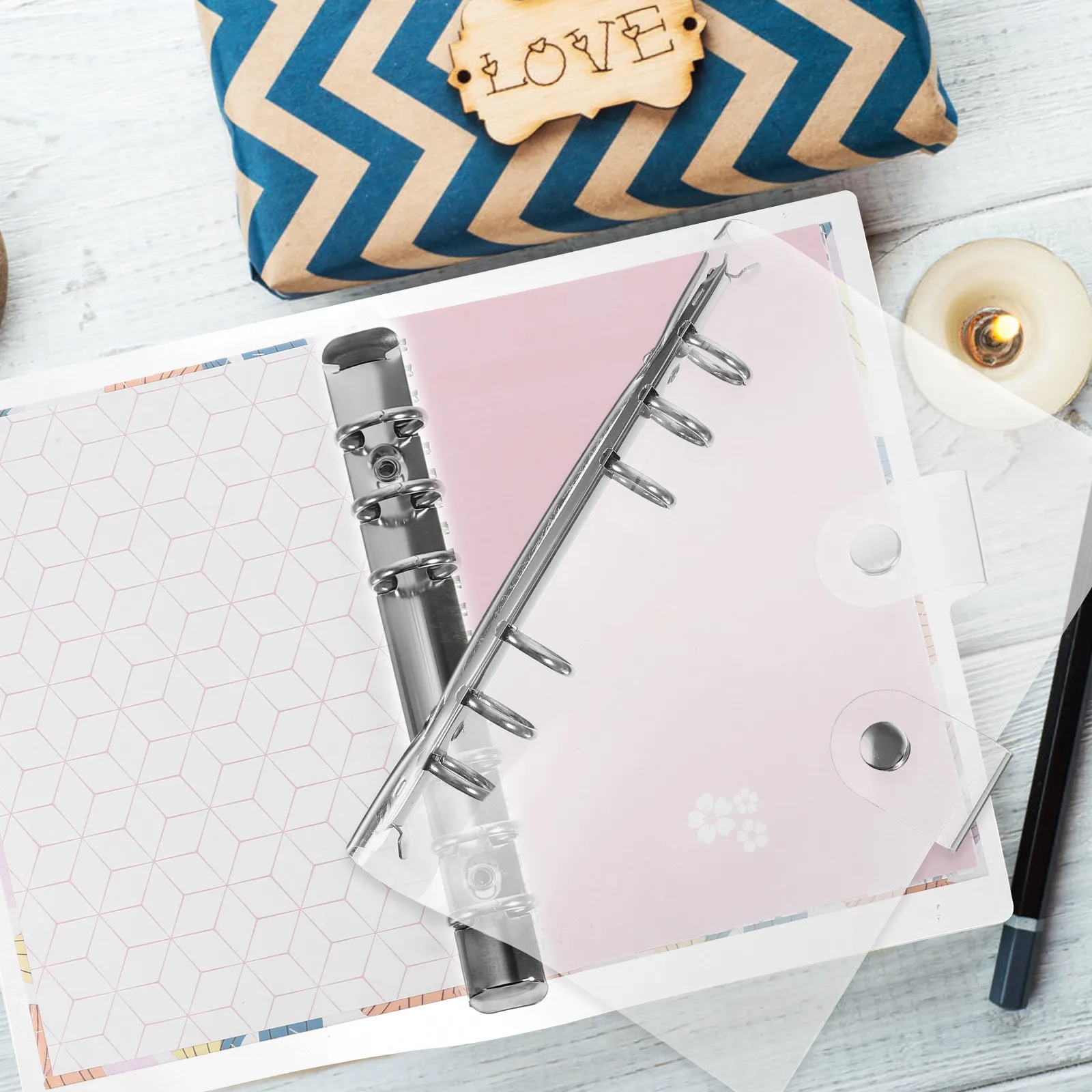 

3Pcs PVC Loose Leaf Binder Cover Clear 6-Ring Notebook Binder Shell Refillable Protective Notebook Cover Folder Organizer