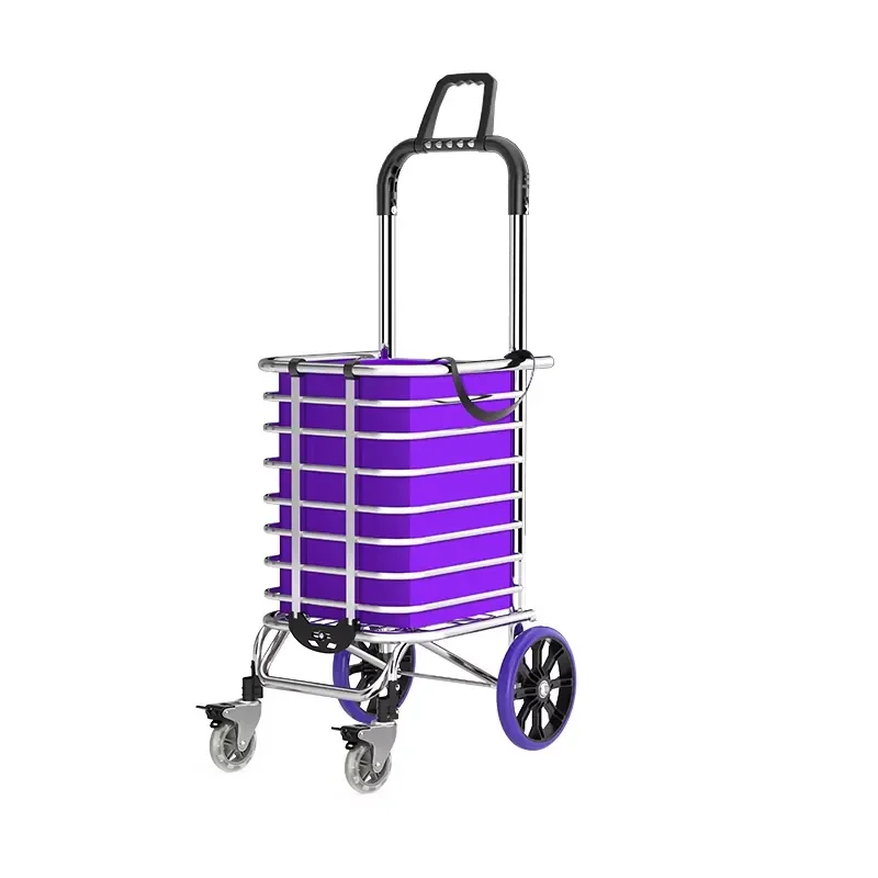 Heavy Duty Aluminum/TPR Foldable Shopping Cart with Two-Wheeled Portable Design for Groceries Storage & Tools OEM Available