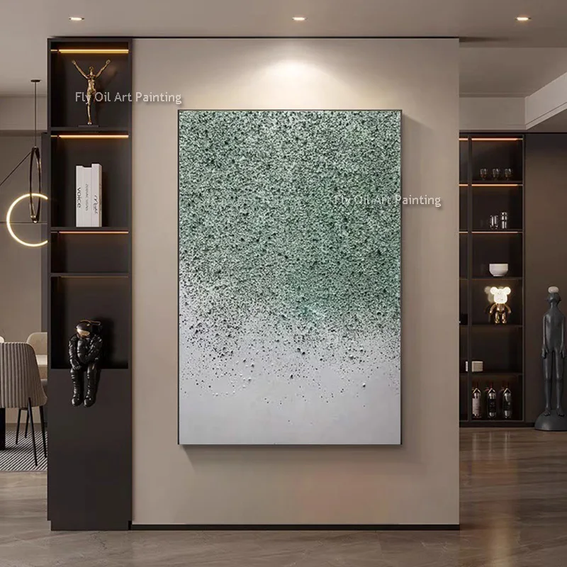Abstract Artwork Deep Green Oil Painting On Canvas Hand Drawn Light Green And White Special Wall Art Decor For Room Decor