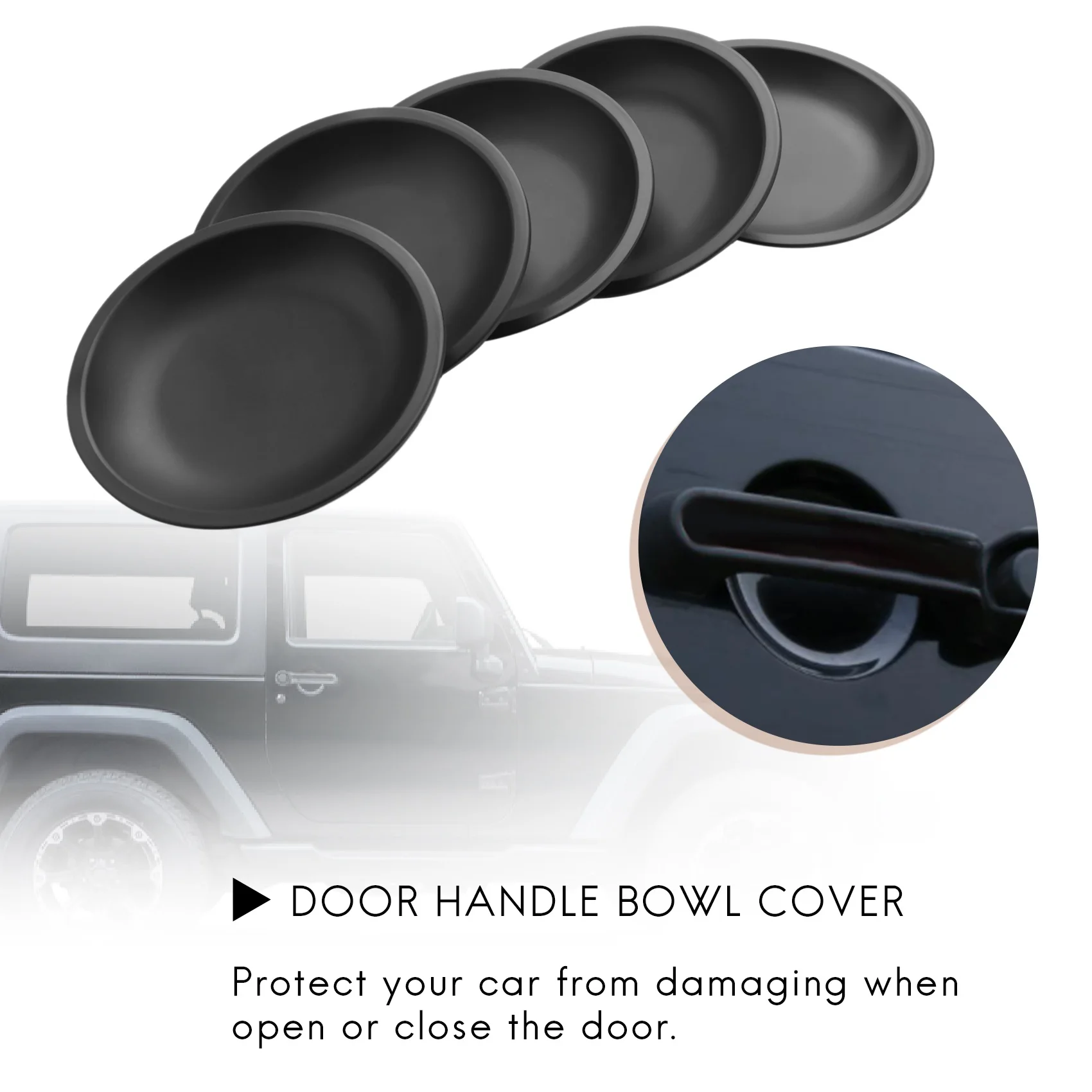 Door Handle Recess Guard Bowl for Jeep Wrangler 2007-2017 JK 4 Door Car Outside Door Handle Recess Guard Cover Trim