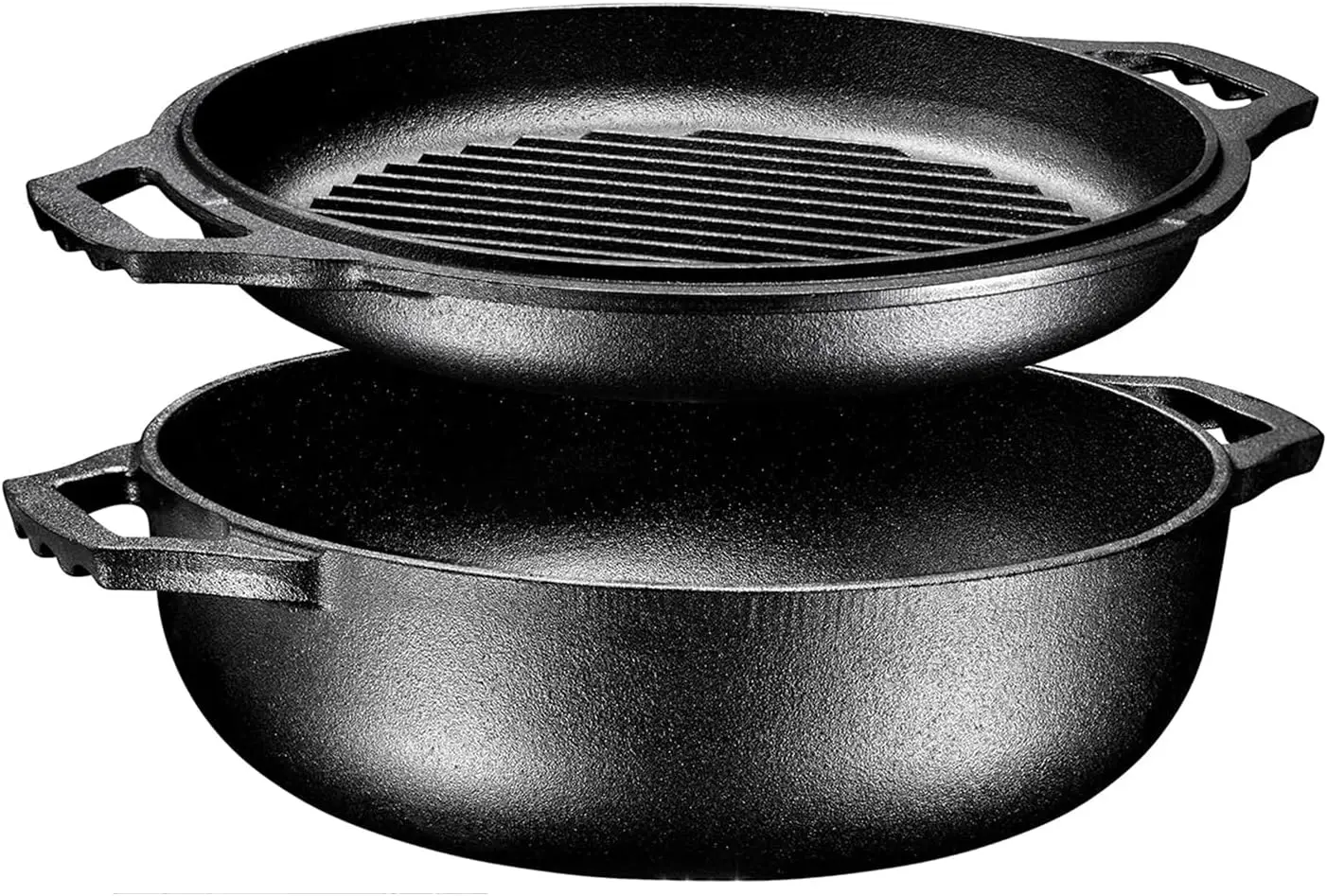 

2-in-1 Cast Iron Dutch Oven with Grill Lid, 3.3 Quart - Versatile Pot for Stovetop, Oven & Camping
