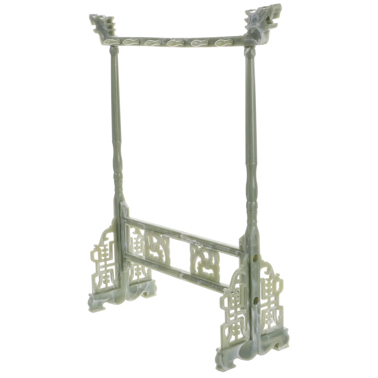 

6 Hook Brush Holder Dragon Head Shaped Jade Imitation Calligraphy Pen Stand Wand Display Rack for Keys Jewelry Makeup Brushes