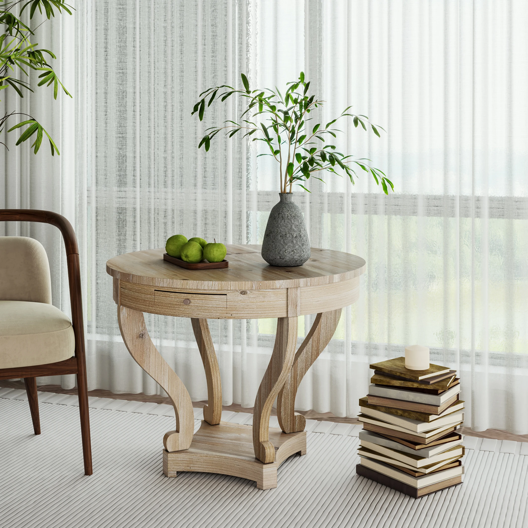 *Material Simple Study Makeup Modern Easy to Assemble Farmhouse Style Wood and Iron Wooden Dining Table Side Table