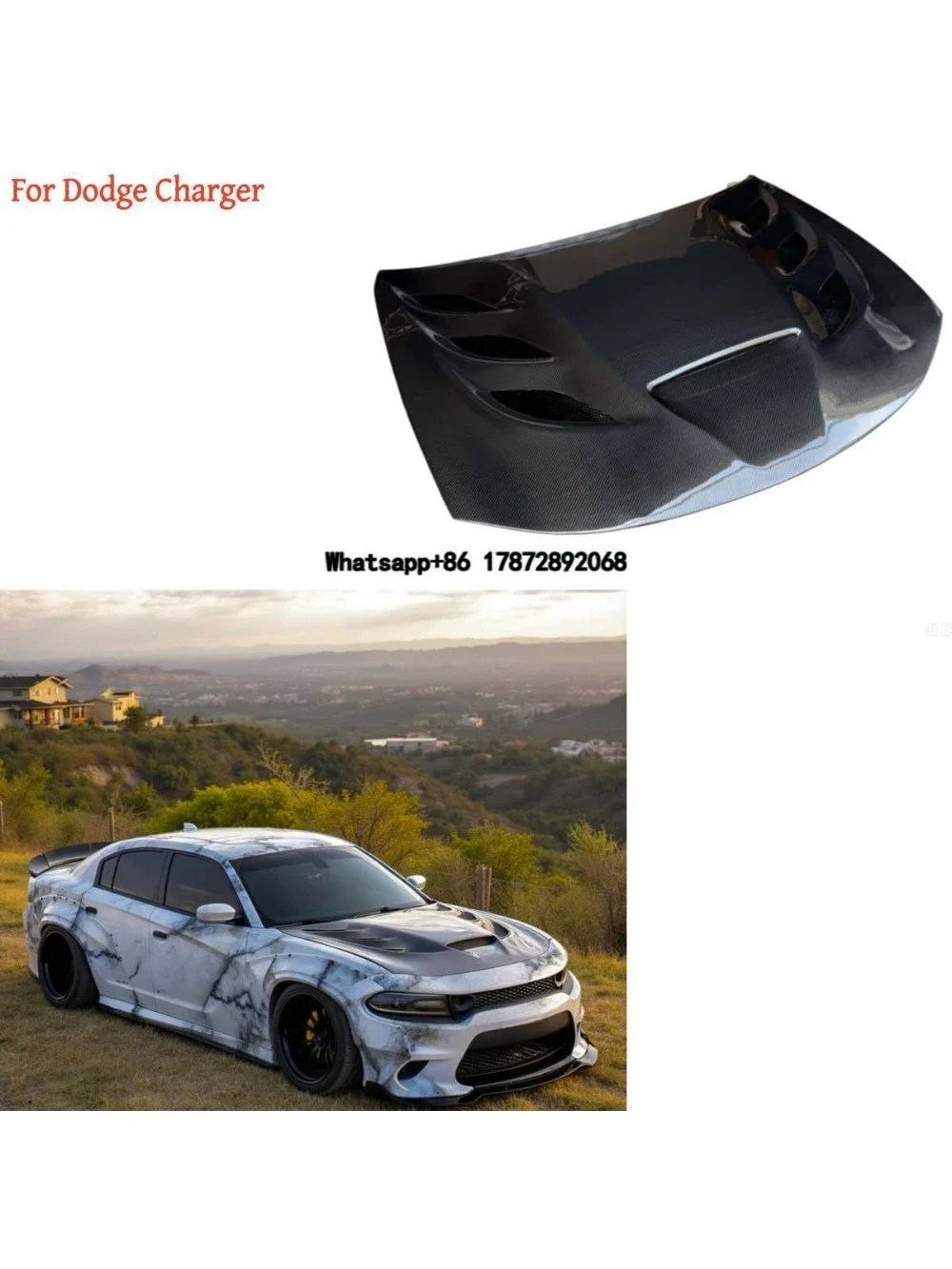 

Carbon Fiber Hood for Dodge Charger 2015-2023 Modified MBJ Style Engine Hood for Dodge Replacement.