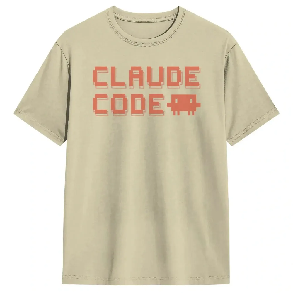 Retro Pixel CLAUDE CODE Graphic T-Shirt Vintage 8-bit Game Style Cotton Short Sleeve Tee Casual Loose Top for Men Women