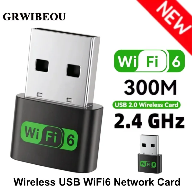 AX300 2.4G Wireless WiFi Adapter Mini WiFi6 Network Card Adapter for PC Laptop Desktop Portable WiFi USB Dongle Network Card