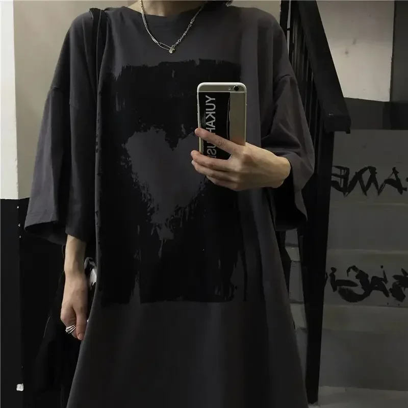 Men\'s Oversized T-shirt Short-sleeved Y2k streetwear Tshirts 2023 Summer Casual Loose Cotton Print Love Vintage Tee Men Gym Tops