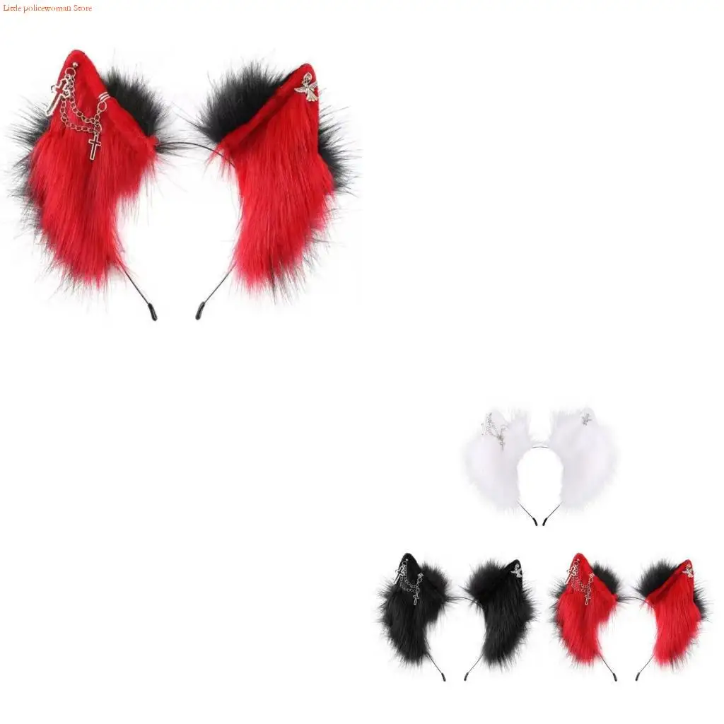 F92D Cartoon Cosplay Costume Wolf Hair Hoop Furry Kitten Headwear for Live Show