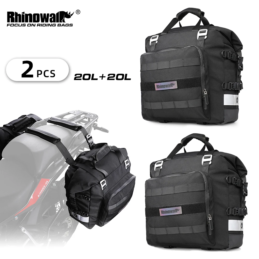 

Rhinowalk Motorcycle Saddle Bag Waterproof 2Pcs 20L Motorbike Side Pannier Bag Travel Luggage Storage Riding Box Accessories