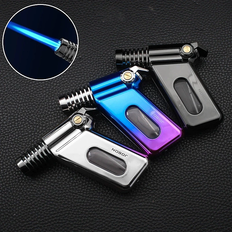 JOBON High Temperature Outdoor Windproof Lighter Portable Direct Charge Blue Flame Cigar Transparent Window Safety Lock Lighter