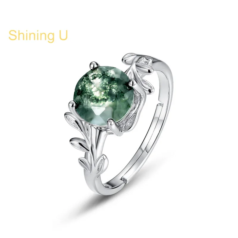 Shining U 925 Sterling Silver Green Stone Jewelry Set Necklace Earrings Ring for Women Fine Jewelry Summer