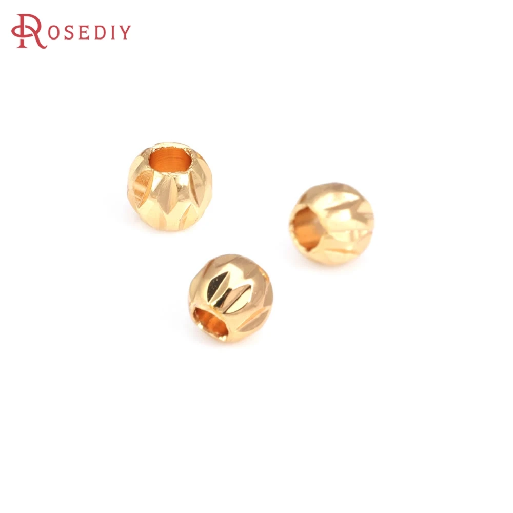 2.5MM 3MM 4MM 5MM 6MM 8MM Brass Faceted Round Ball Necklaces Bracelets Spacer Beads Jewelry Making Diy Findings Accessories