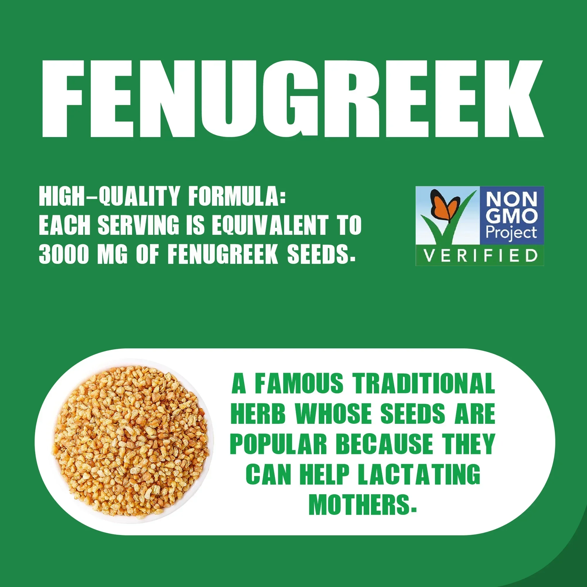 Fenugreek-dukungan menyusui, membantu kenyamanan pencernaan, manajemen berat badan, non-gmo