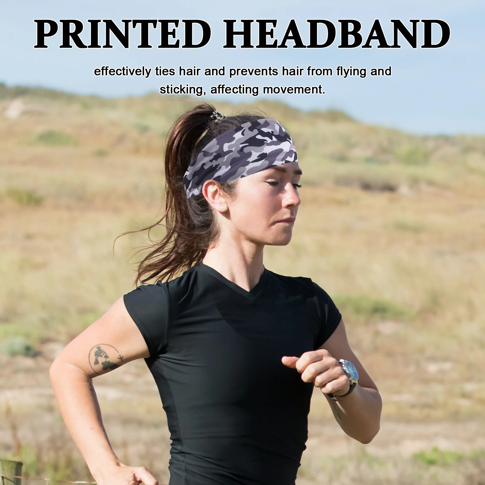 

2Pcs Wide Band Design Elastic Headbands for Men Women Moisture Wicking Sport Head Wraps for Workout Running Running Headband