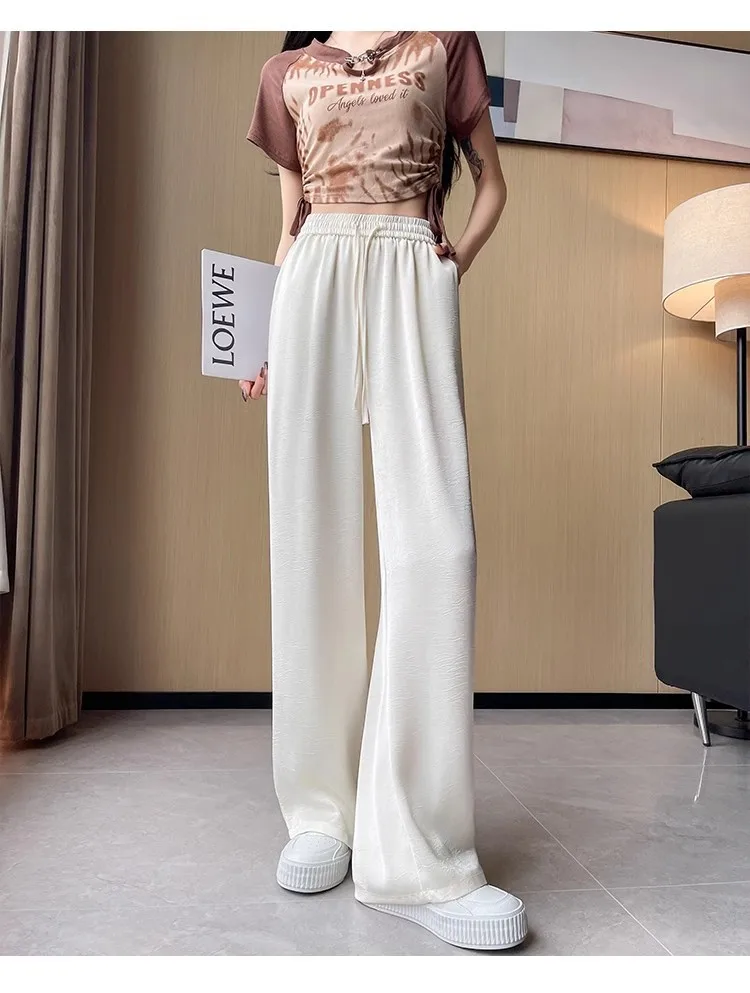 السراويل واسعة الساق الهبي المرأة الخريف الحلو فتاة الاتجاه منتظم صالح مكتب مكان العمل تنفس مشروط السراويل Highstreet عيد الميلاد #6