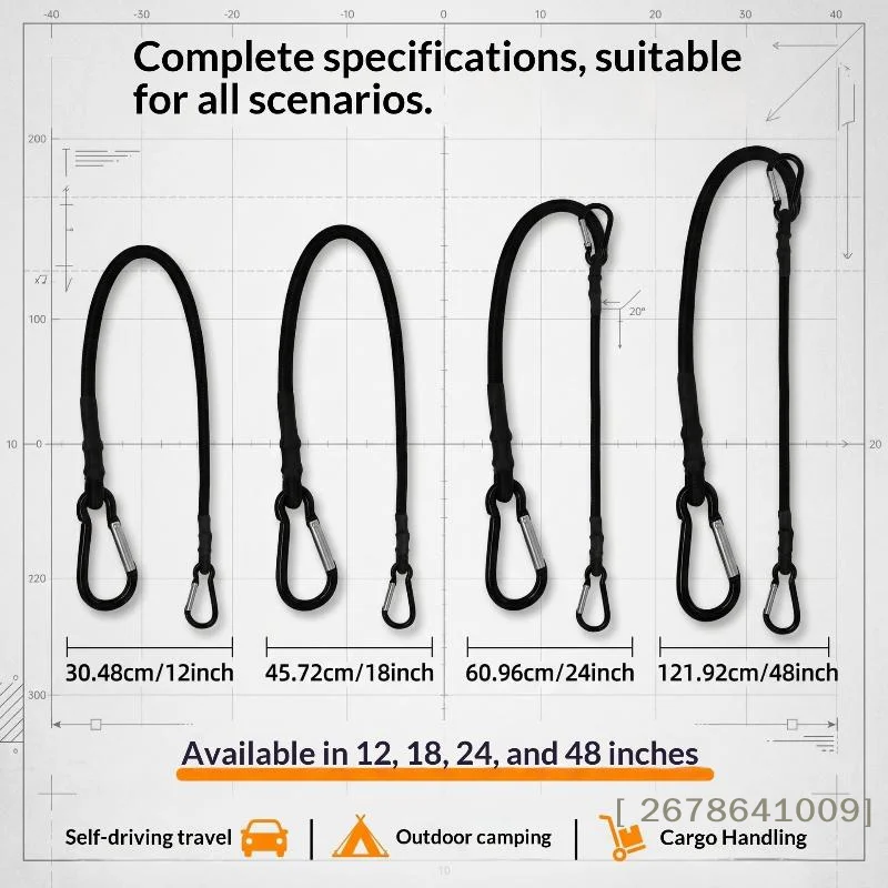 

✔Outdoor Travel Luggage Packing Ropes Luggage Packing Ropes Elastic Tie Strap String Carabiner Hooks Motor Cycling Ropes
