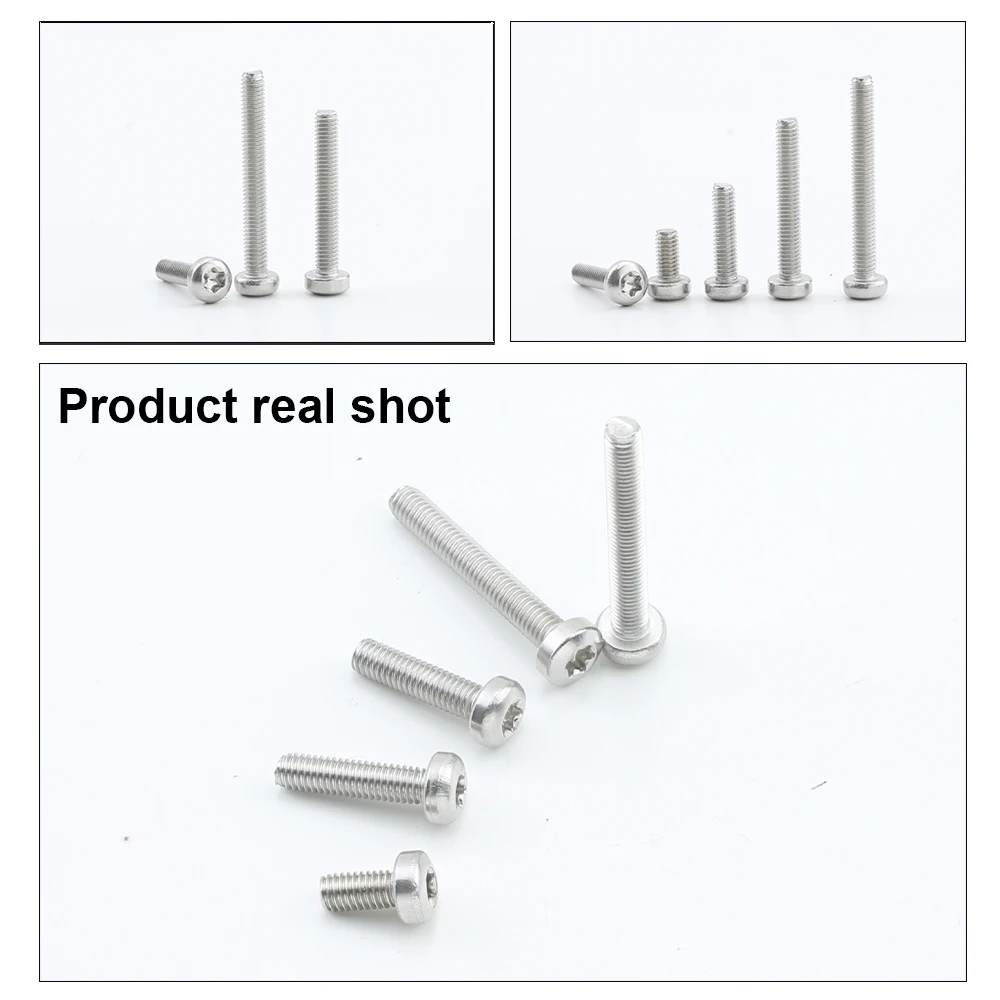 Nindejin 5-50 peças parafuso torx de cabeça de botão m2 m2.5 m3 m4 m5 m6 parafuso de máquina torx resistente à violação de segurança de aço inoxidável para carro