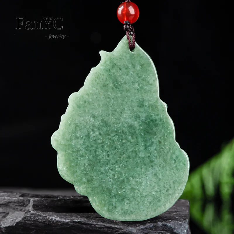 Myanmar Jadeite Auspicious Dragon Guanyin Pendant Hand-carved Exquisite Charm Bean Seed Jade Necklace Men and Women Holiday Gift