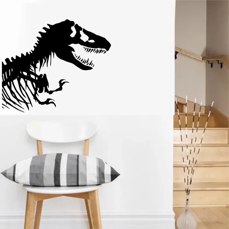 Dinosaur Skeleton Vinyl Wall Decal Jurassic Park Animal Decor T-Rex Wall Stickers Bedroom Decoration for Boys #346
