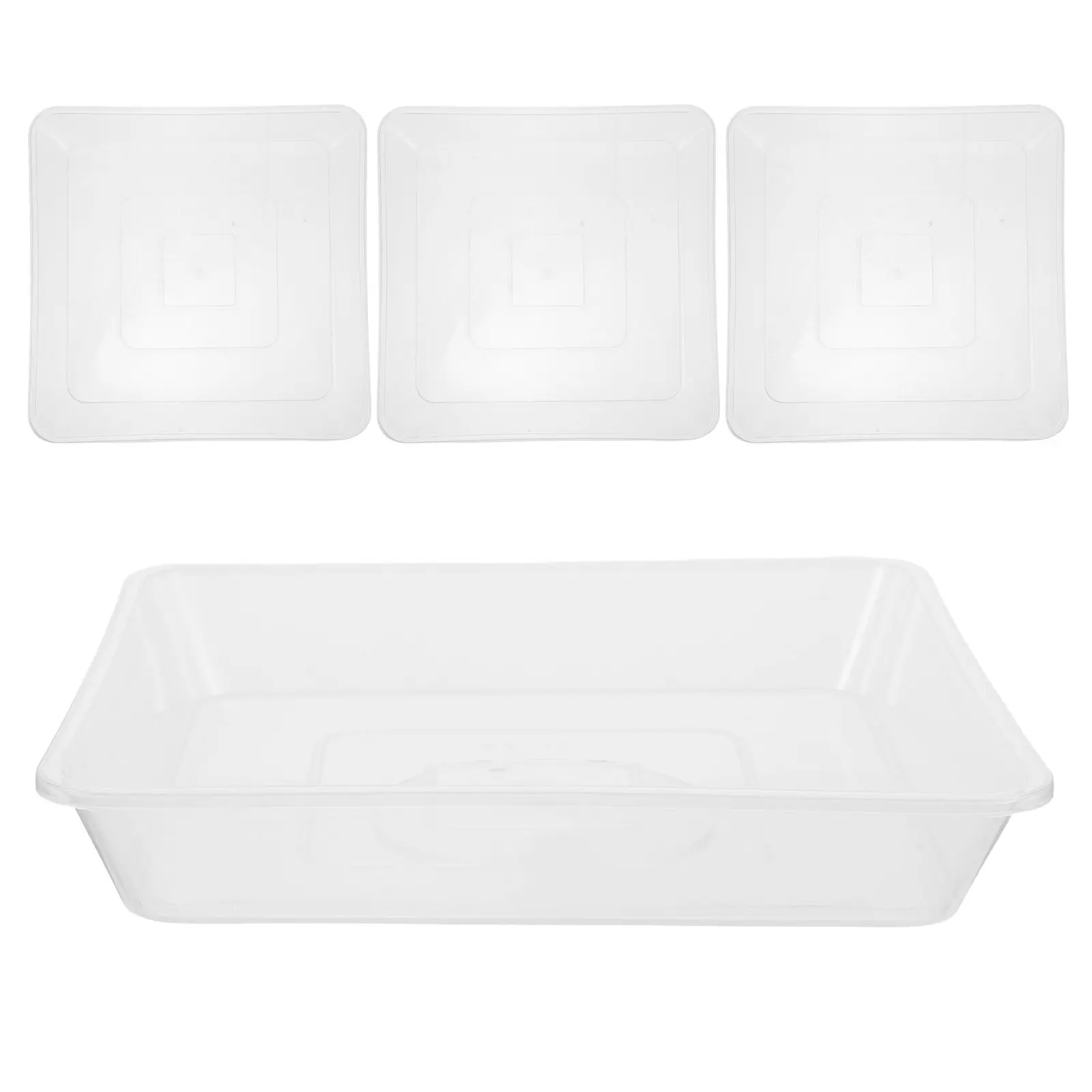 4Pcs Transparent Square Plant Saucer Thickened PP Plastic Plant Water Drip Tray Indoor Outdoor Flower Pot Drainage Tray Water