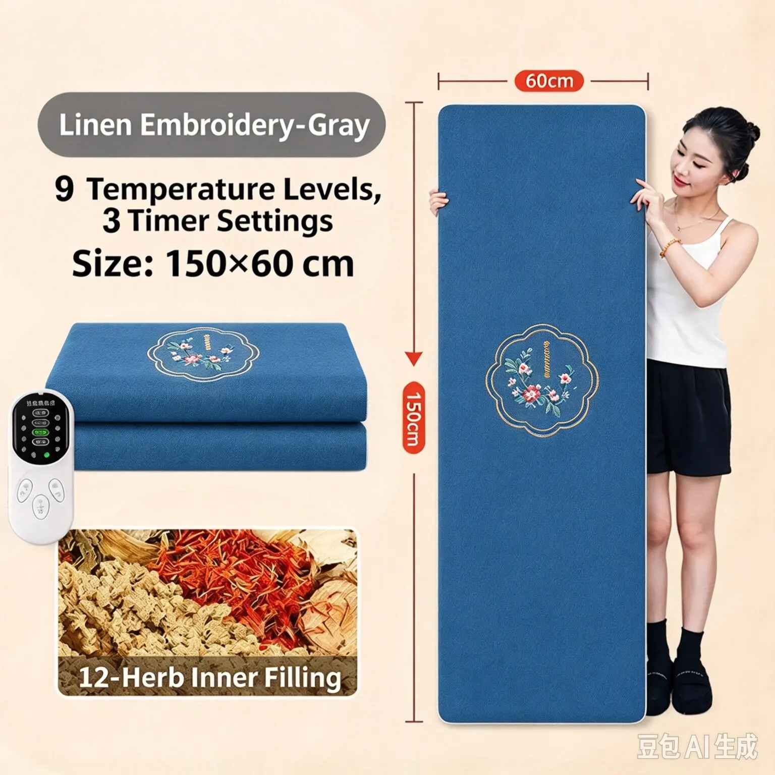 150x60cm Electric Heating Blanket Moxibustion Hot Compress Mat  Intelligent Temperature Control Timing Full Body Warm Blanket