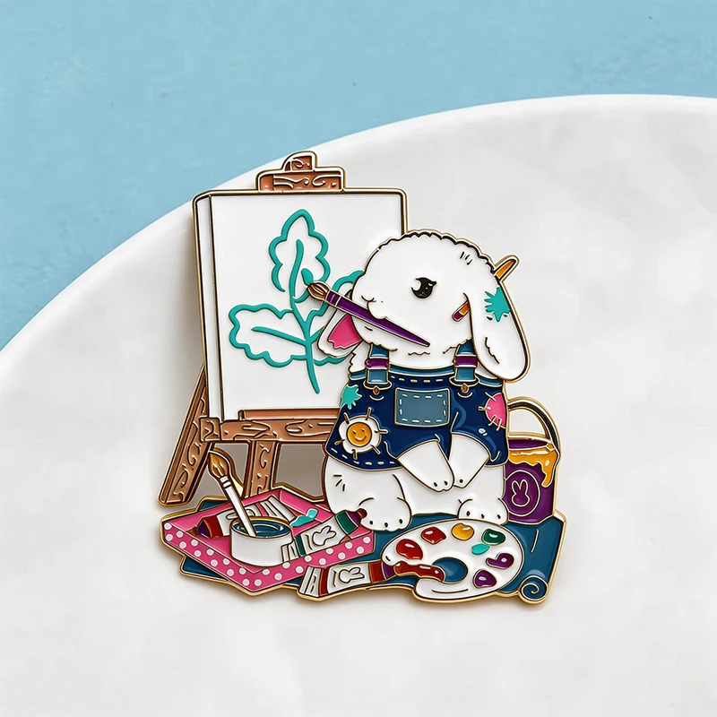 AniPins Lovely Rabbit Pins Funny Drawing Pictures Rare Bunny Animal Brooch Pin For Clothes Backpack Badge Fashion Jewelry Gifts view 6