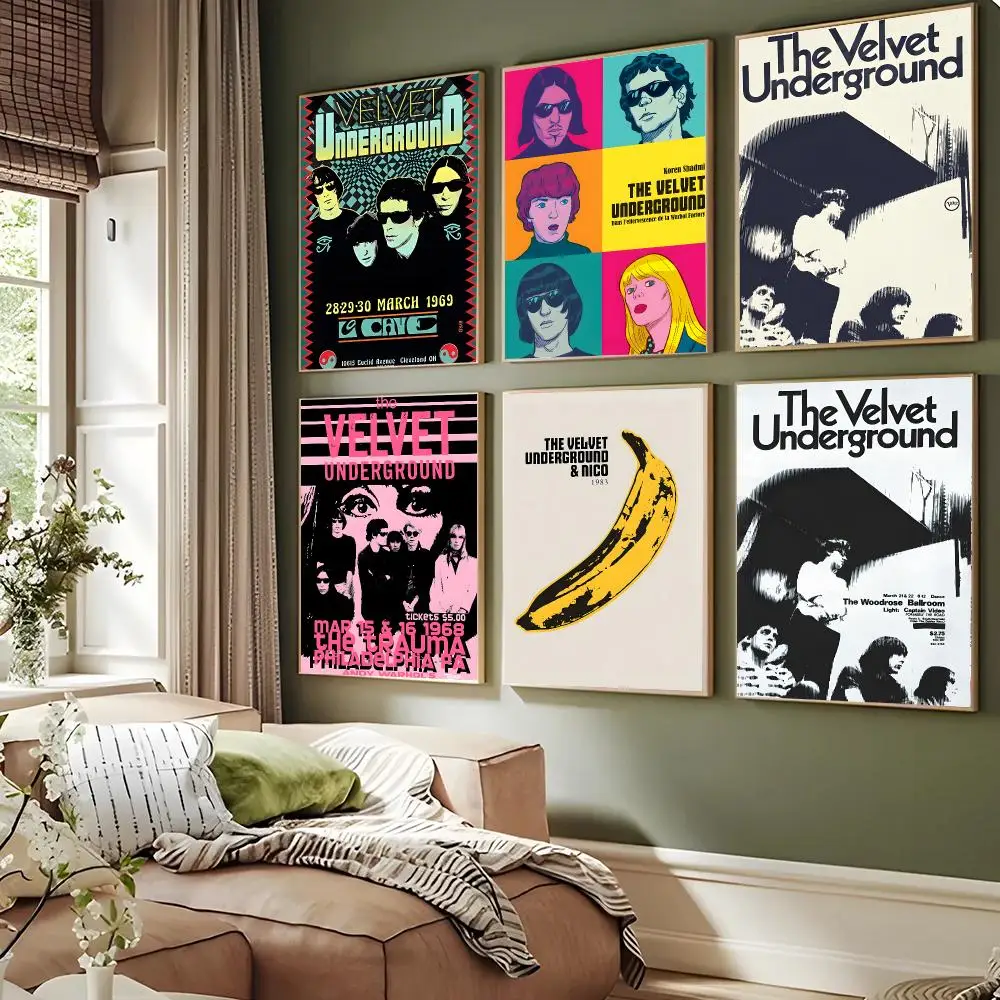 Band The V-velvet Underground Poster Self-adhesive Advanced Aesthetic Printing Paper Wall Art For Living Room Home Decor