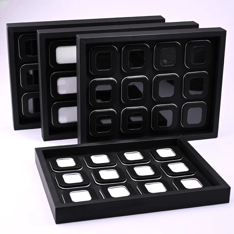 new arrival display box for gemstone of leather diamond jewelry box square clear plastic box loose diamond stone gem