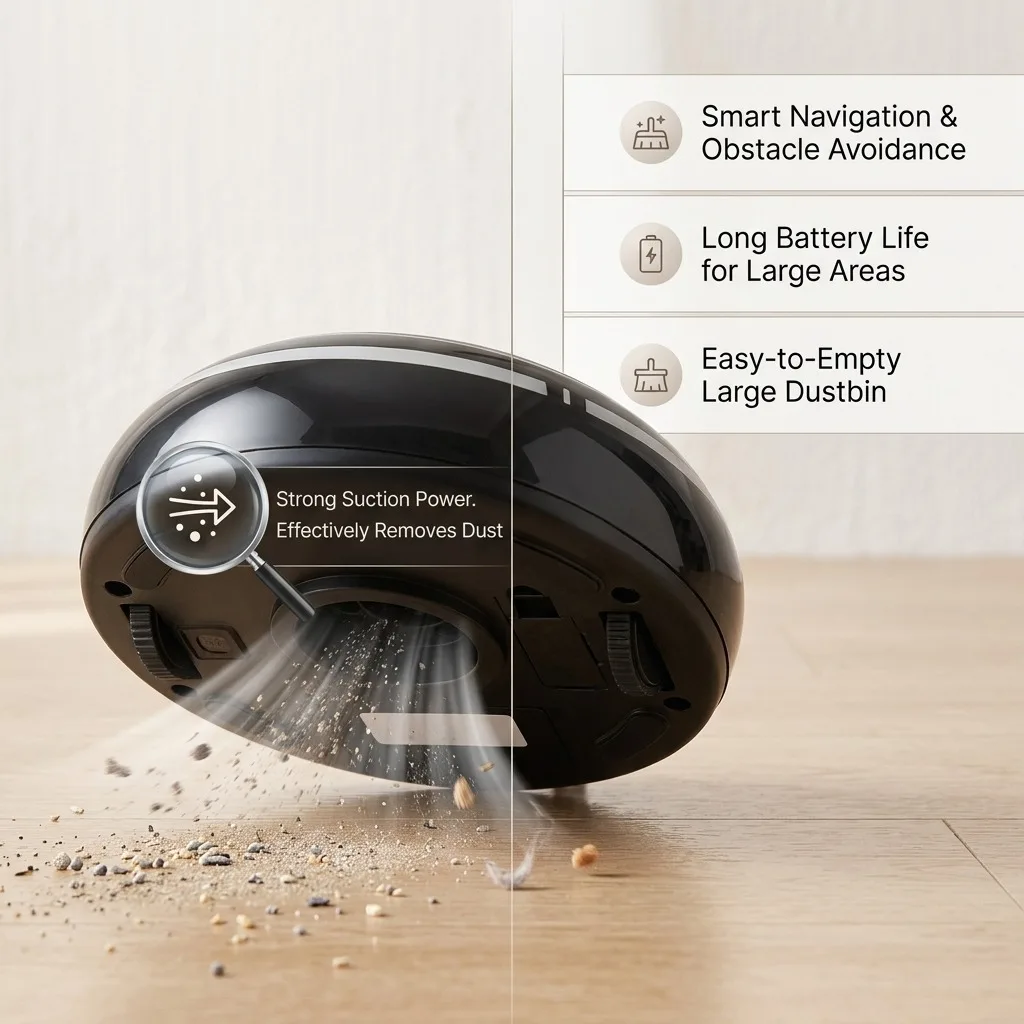 Robot Vacuum Cleaner, Smart Fully Automatic Sweeping and Vacuuming Robot with USB Charging, Compact Mini Robotic Sweeper for Hard Floor, Pet Hair, Home and Office, 19 x 8.5 x 19cm